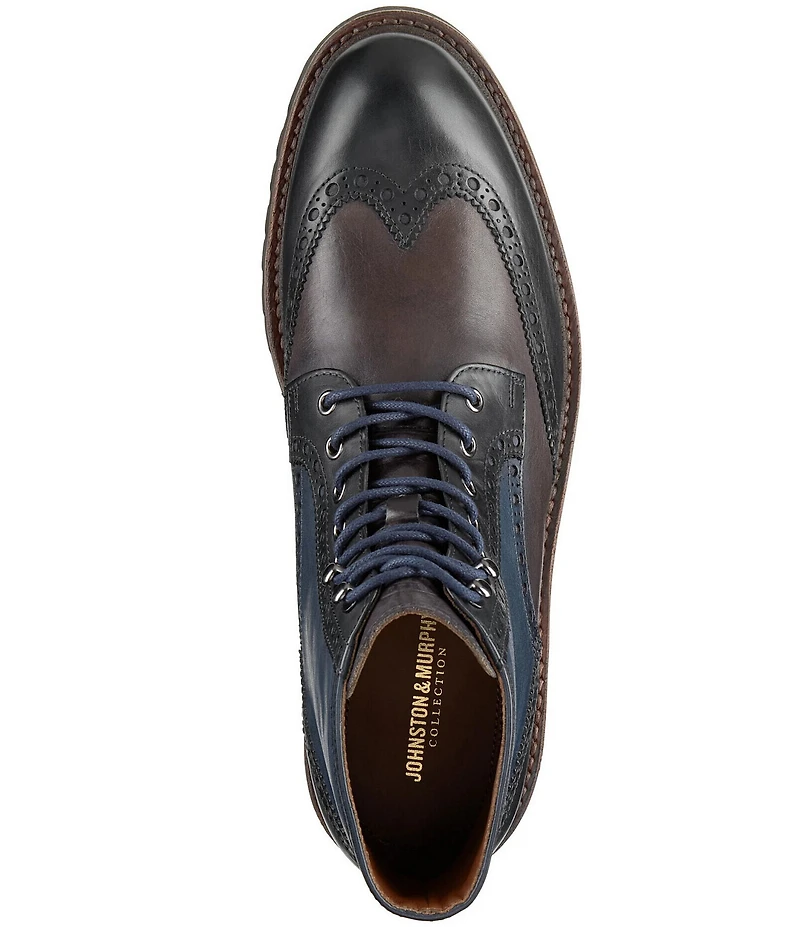 Johnston & Murphy Collection Men's Dudley Leather Brogue Wingtip Lug Sole Boots