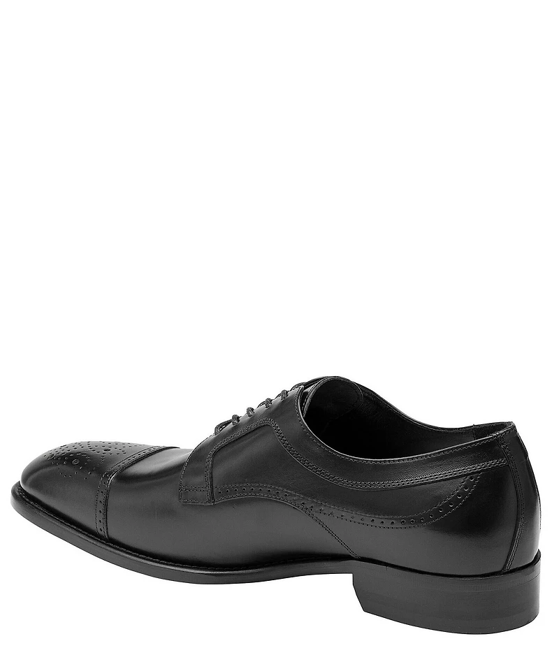Johnston & Murphy Collection Men's Ellsworth Leather Brogue Detail Cap Toe Leather Oxfords