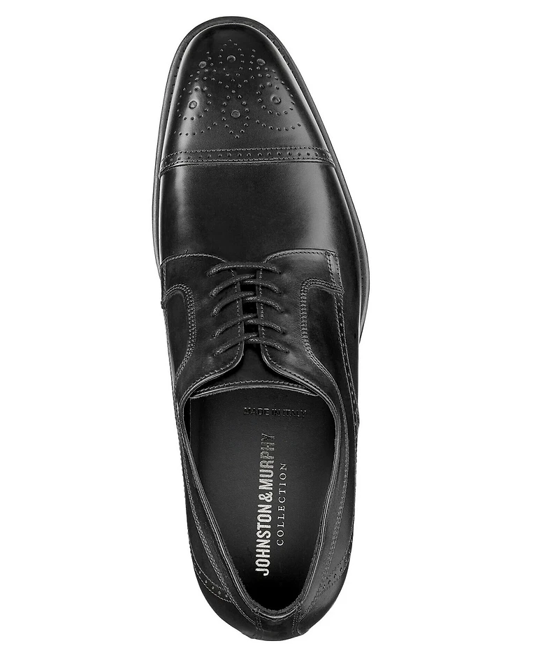 Johnston & Murphy Collection Men's Ellsworth Leather Brogue Detail Cap Toe Leather Oxfords
