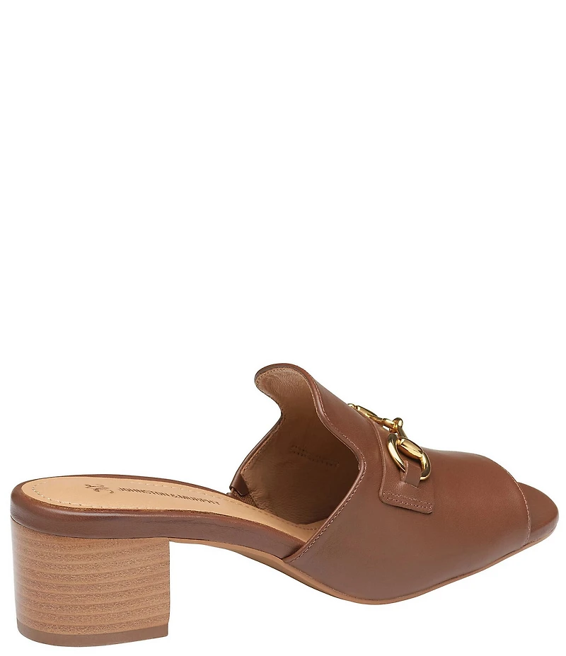Johnston & Murphy Edith Leather Bit Buckle Slide Sandals