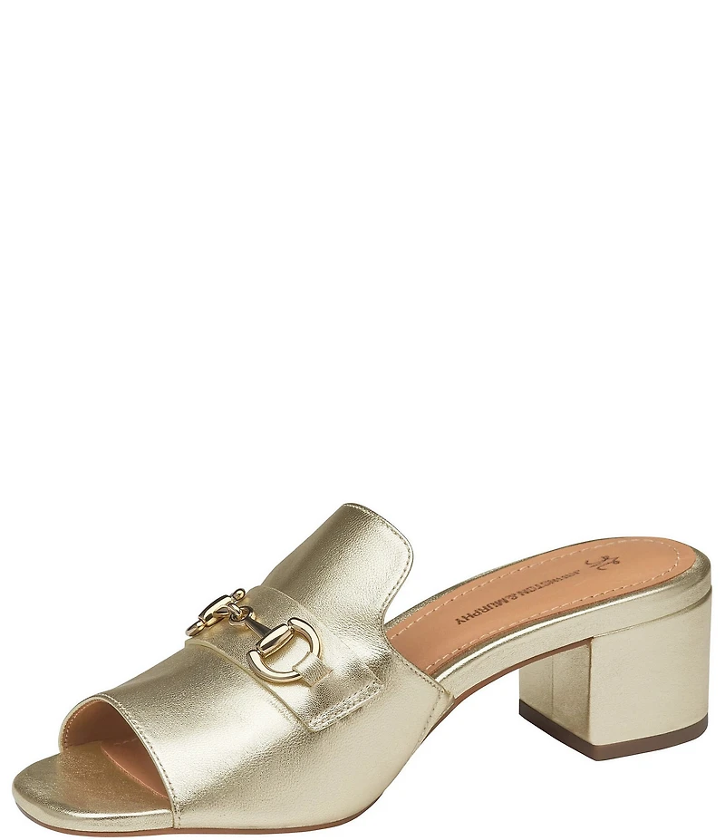Johnston & Murphy Edith Leather Bit Buckle Slide Sandals