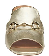 Johnston & Murphy Edith Leather Bit Buckle Slide Sandals