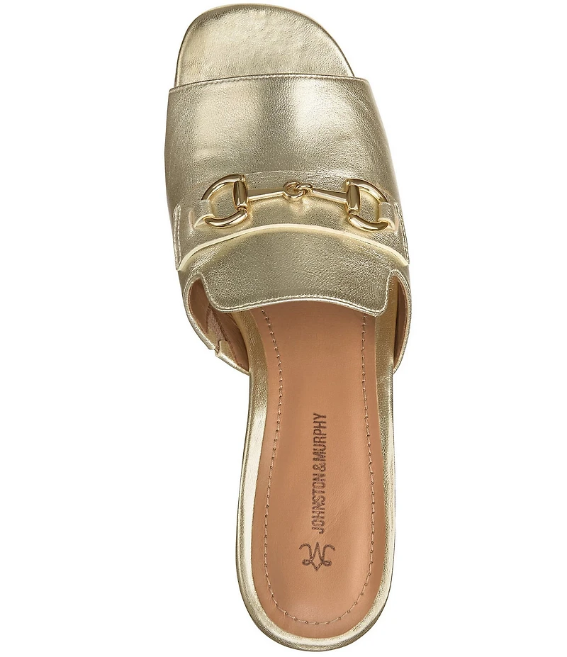 Johnston & Murphy Edith Leather Bit Buckle Slide Sandals