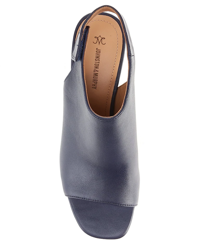Johnston & Murphy Evelyn Leather Open Toe Slingback Shooties