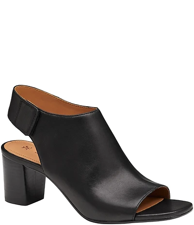 Johnston & Murphy Evelyn Leather Open Toe Slingback Shooties