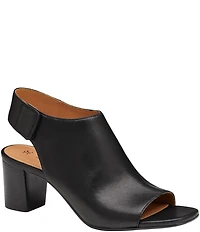 Johnston & Murphy Evelyn Leather Open Toe Slingback Shooties