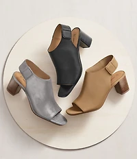 Johnston & Murphy Evelyn Leather Open Toe Slingback Shooties