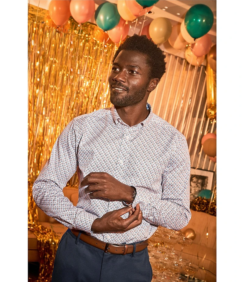 Johnston & Murphy Fan Print Long Sleeve Woven Shirt