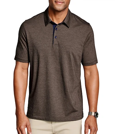 Johnston & Murphy Fine Stripe Short Sleeve Polo Shirt