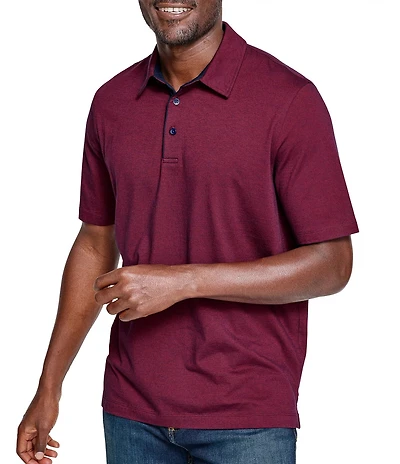 Johnston & Murphy Fine Stripe Short Sleeve Polo Shirt
