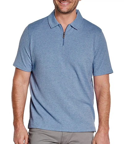 Johnston & Murphy Finn Ribbed Quarter-Zip Short Sleeve Polo Shirt