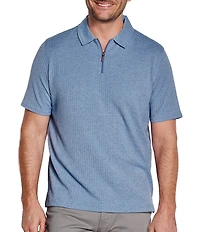 Johnston & Murphy Finn Ribbed Quarter-Zip Short Sleeve Polo Shirt