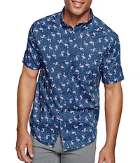 Johnston & Murphy Flamingo Print Short Sleeve Woven Shirt