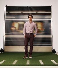 Johnston & Murphy Gameday Football Print Long Sleeve Woven Shirt