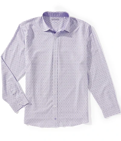 Johnston & Murphy Gameday Football Print Long Sleeve Woven Shirt