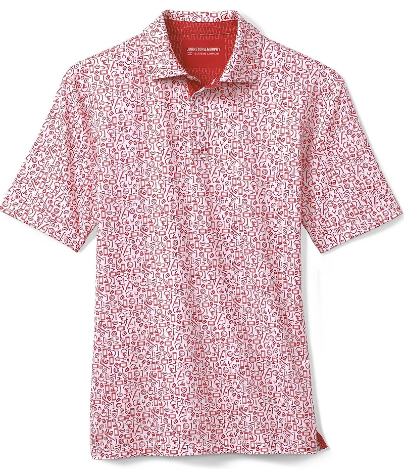 Johnston & Murphy Gameday XC4 Multi Sport Print Short Sleeve Polo Shirt