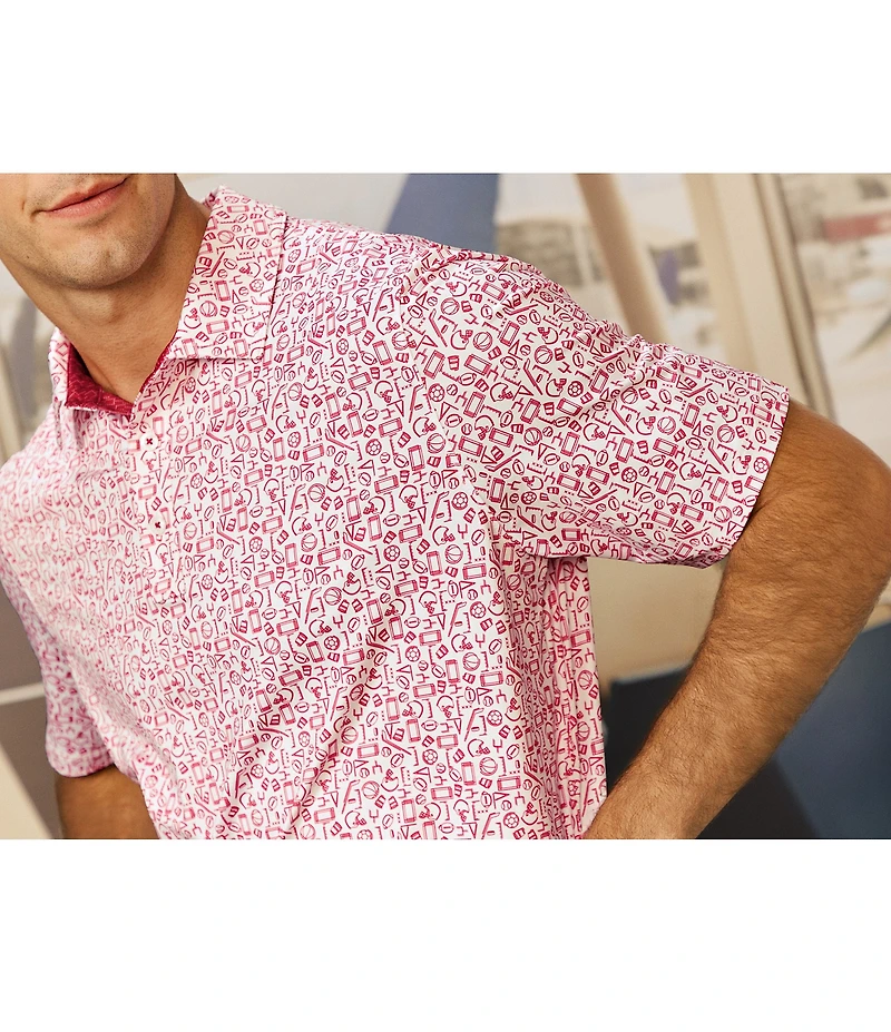 Johnston & Murphy Gameday XC4 Multi Sport Print Short Sleeve Polo Shirt