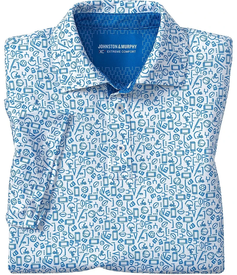 Johnston & Murphy Gameday XC4 Multi Sport Print Short Sleeve Polo Shirt