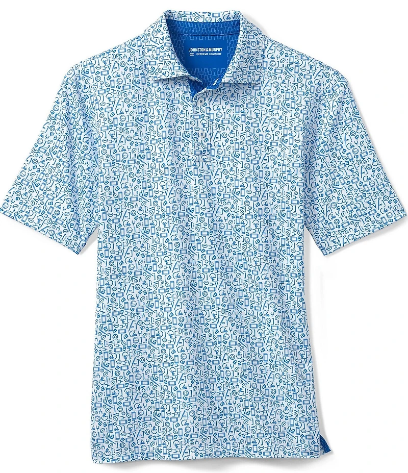 Johnston & Murphy Gameday XC4 Multi Sport Print Short Sleeve Polo Shirt