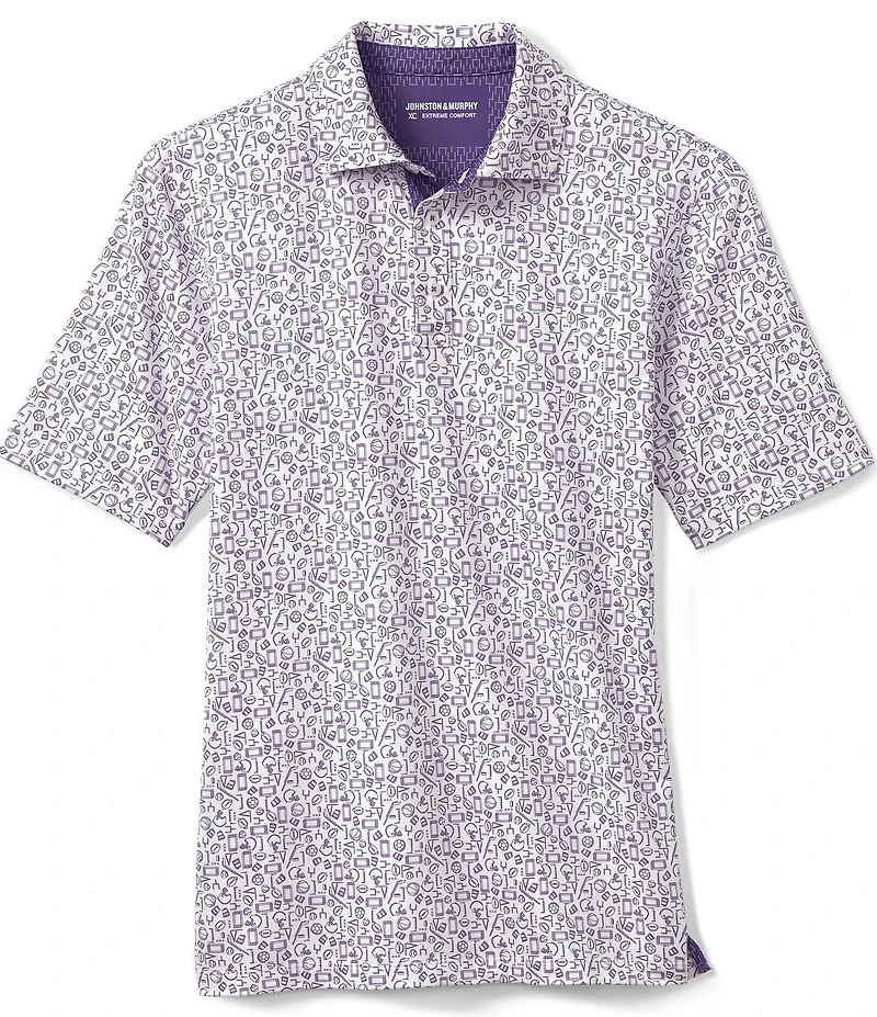 Johnston & Murphy Gameday XC4 Multi Sport Print Short Sleeve Polo Shirt