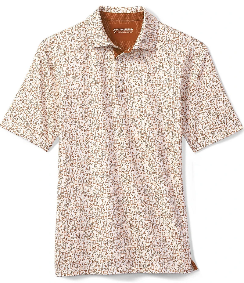 Johnston & Murphy Gameday XC4 Multi Sport Print Short Sleeve Polo Shirt