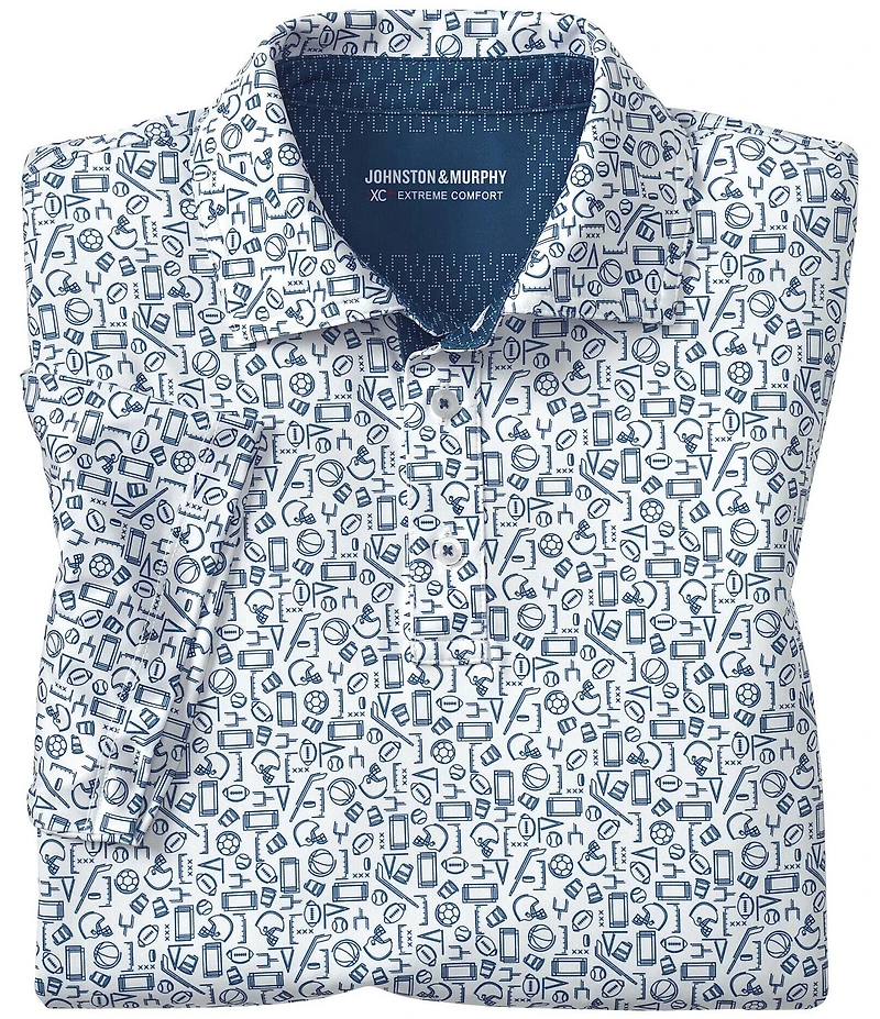 Johnston & Murphy Gameday XC4 Multi Sport Print Short Sleeve Polo Shirt
