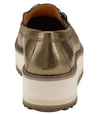 Johnston & Murphy Gracelyn Metallic Chain Hardware Platform Loafers
