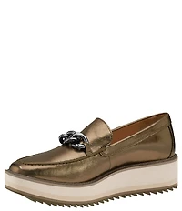 Johnston & Murphy Gracelyn Metallic Chain Hardware Platform Loafers