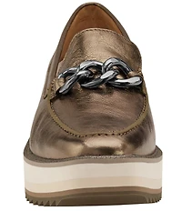 Johnston & Murphy Gracelyn Metallic Chain Hardware Platform Loafers
