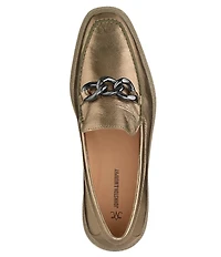 Johnston & Murphy Gracelyn Metallic Chain Hardware Platform Loafers
