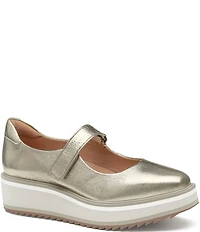 Johnston & Murphy Gracelyn Metallic Leather Platform Mary Janes