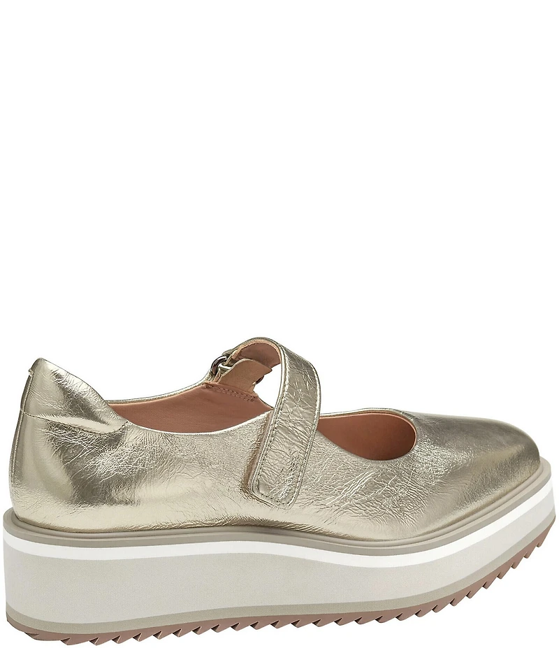Johnston & Murphy Gracelyn Metallic Leather Platform Mary Janes