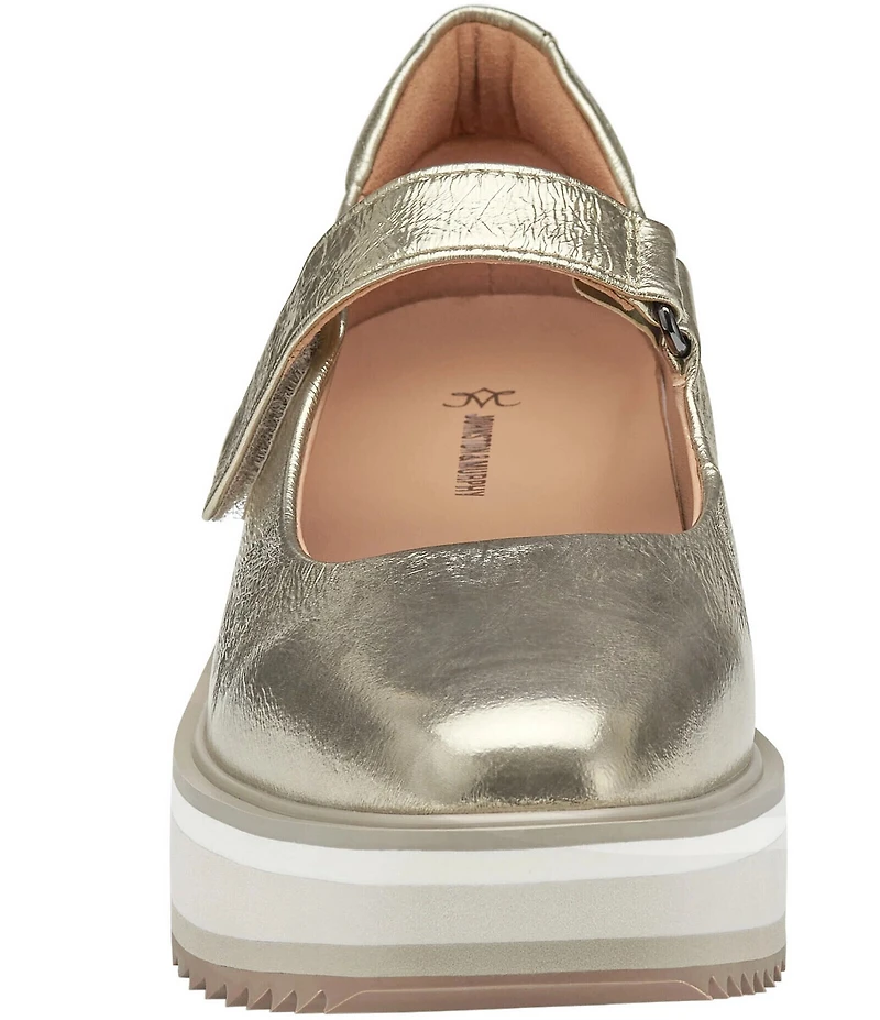 Johnston & Murphy Gracelyn Metallic Leather Platform Mary Janes