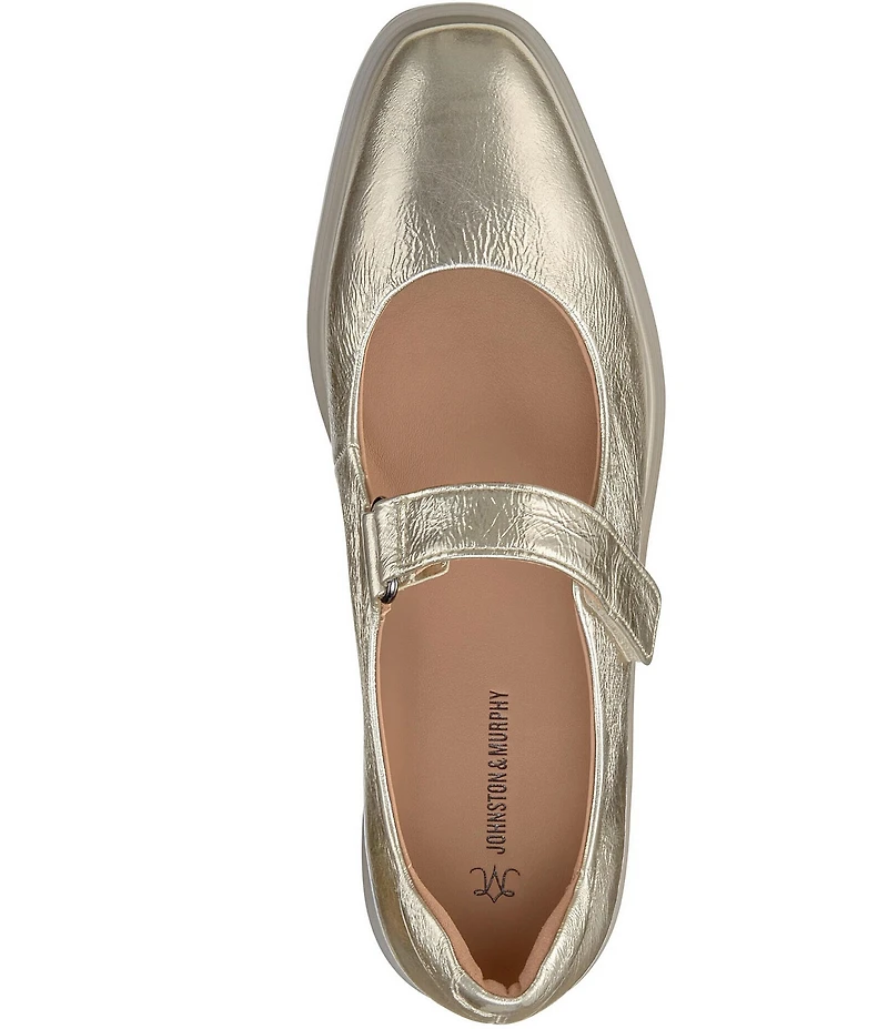 Johnston & Murphy Gracelyn Metallic Leather Platform Mary Janes