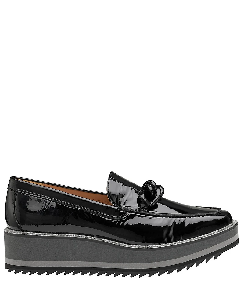 Johnston & Murphy Gracelyn Patent Chain Hardware Platform Loafers