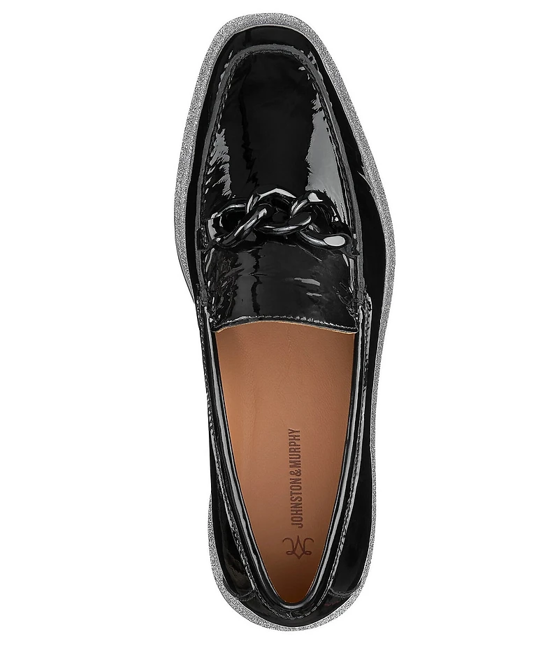 Johnston & Murphy Gracelyn Patent Chain Hardware Platform Loafers