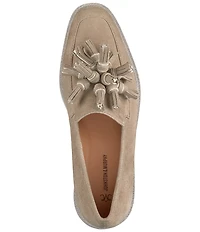 Johnston & Murphy Gracelyn Tassel Suede Platform Wedge Loafers