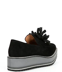 Johnston & Murphy Gracelyn Tassel Suede Platform Wedge Loafers