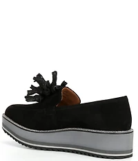 Johnston & Murphy Gracelyn Tassel Suede Platform Wedge Loafers