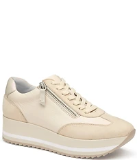 Johnston & Murphy Gracie Leather and Suede Side Zip Platform Sneakers