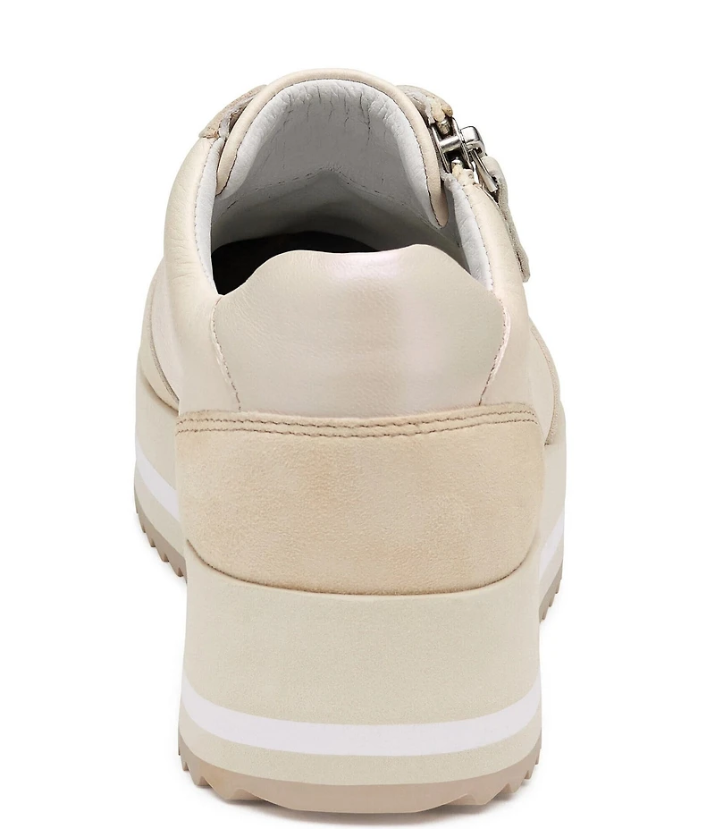 Johnston & Murphy Gracie Leather and Suede Side Zip Platform Sneakers