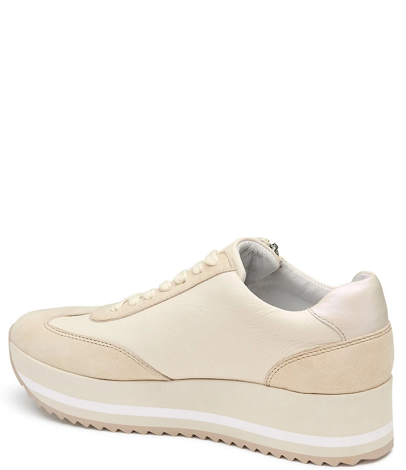 Johnston & Murphy Gracie Leather and Suede Side Zip Platform Sneakers