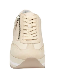 Johnston & Murphy Gracie Leather and Suede Side Zip Platform Sneakers
