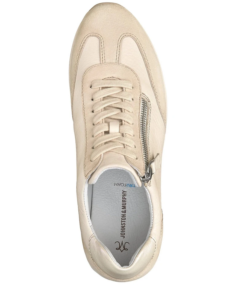 Johnston & Murphy Gracie Leather and Suede Side Zip Platform Sneakers