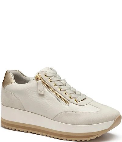 Johnston & Murphy Gracie Leather and Suede Side Zip Platform Sneakers
