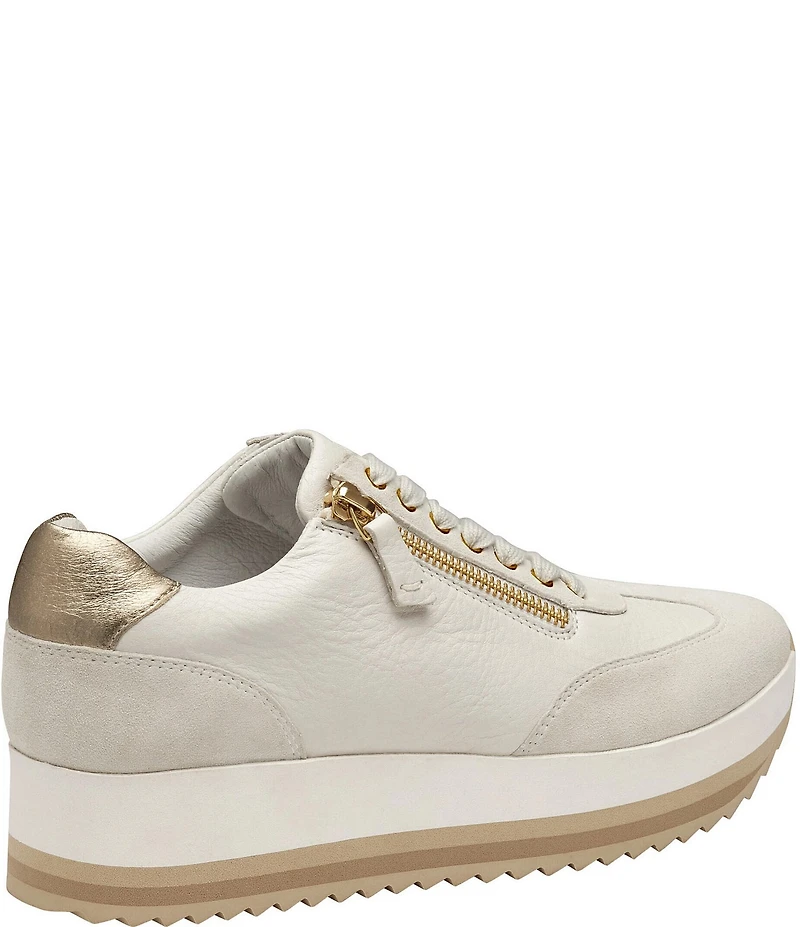 Johnston & Murphy Gracie Leather and Suede Side Zip Platform Sneakers