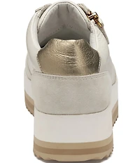 Johnston & Murphy Gracie Leather and Suede Side Zip Platform Sneakers