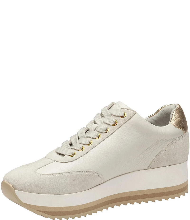 Johnston & Murphy Gracie Leather and Suede Side Zip Platform Sneakers