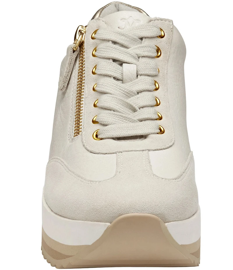 Johnston & Murphy Gracie Leather and Suede Side Zip Platform Sneakers