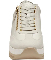 Johnston & Murphy Gracie Leather and Suede Side Zip Platform Sneakers